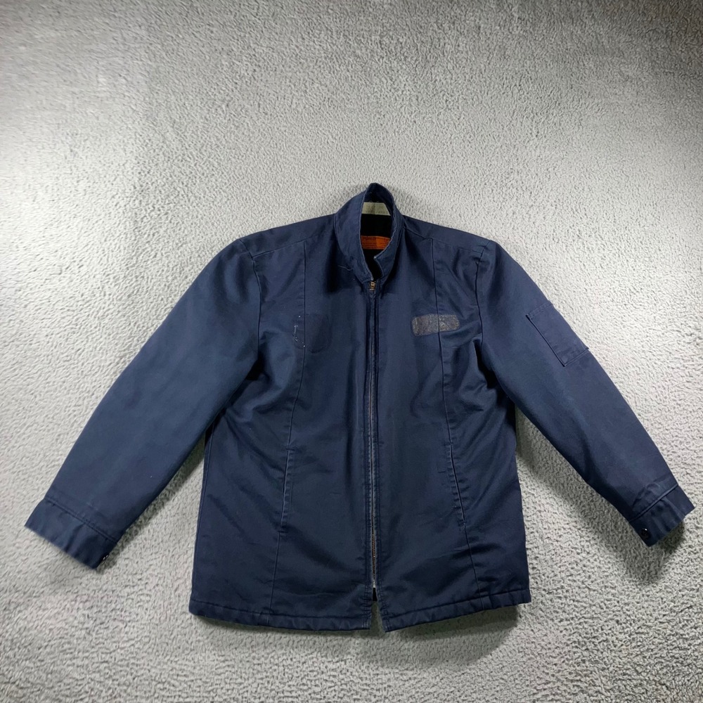 Vtg 80s Red Kap Work Jacket Men L Blue Quilted Lined Full Zip Utility 90s Rugged